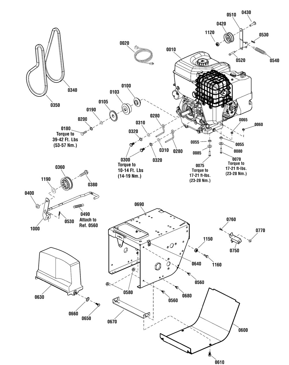 Engine And Frame Group Diagram and Parts List for 1696159-00-BP2132S 2012 Briggs and Stratton Snow Blower